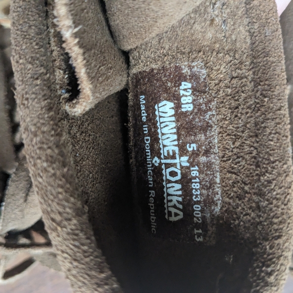 Minnetonka leather size 5 ankle moccasins lace-up - Picture 2 of 5